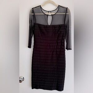 Adrianna Papell Black Mesh Sleeve Dress size 8 $120 retail